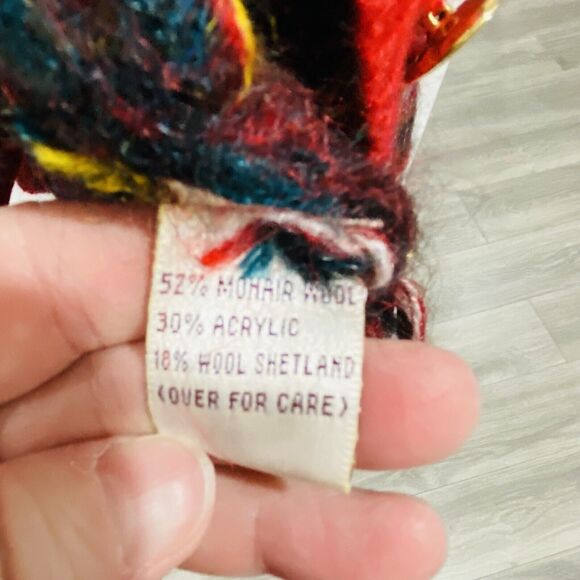 Vintage Susan Bristol Sz M Red Plaid Mohair Wool Blend Cardigan Sweater Classic - Picture 10 of 12